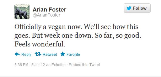 Arian Foster Vegan Diet Example