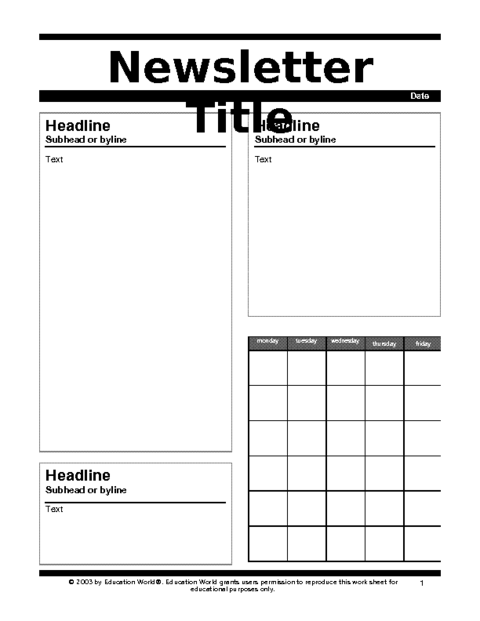 Blank Newspaper Template For Kids