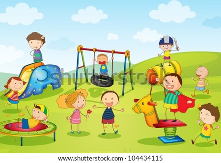 Children Playing In The Park Cartoon