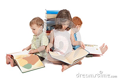 Children Reading Books In Library