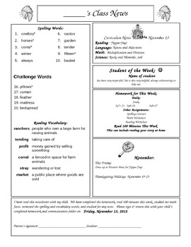 Free Weekly Newsletter Templates For Teachers