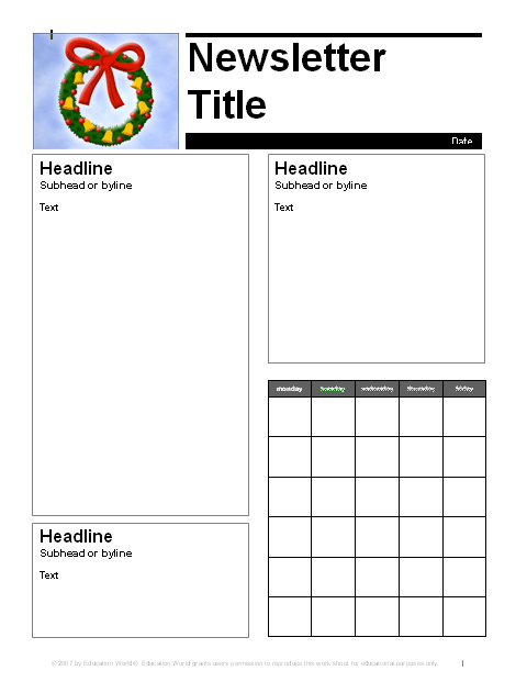 Newsletter Templates For Teachers Word