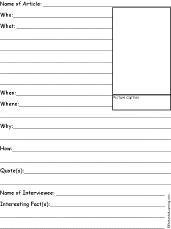 Newspaper Article Format Worksheets