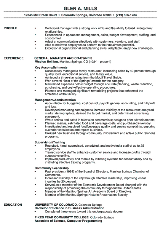 Store Manager Resume Sample Free