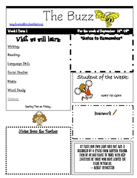 Weekly Newsletter Templates For Teachers